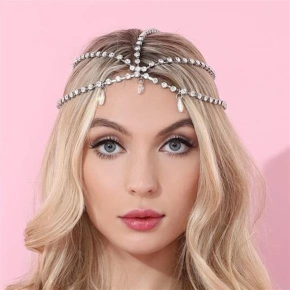 Asphire Sparking Rhinestone Forehead Chain Crystal Teardrop Tassel main image 4